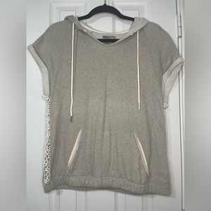 Guess Gray Sleeveless Hoodie with Lace Detail